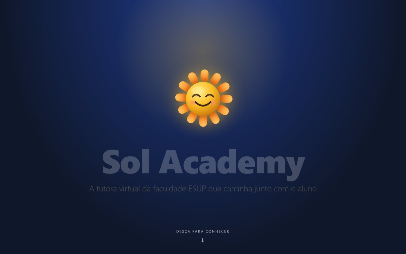 Tela do projeto Sol Academy
