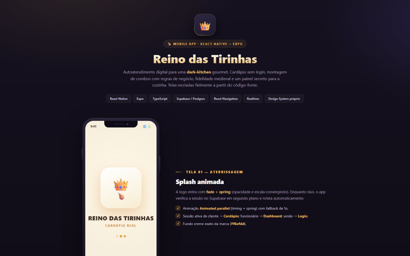 Tela do projeto Reino das Tirinhas